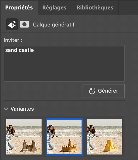 variantes photoshop ai bêta